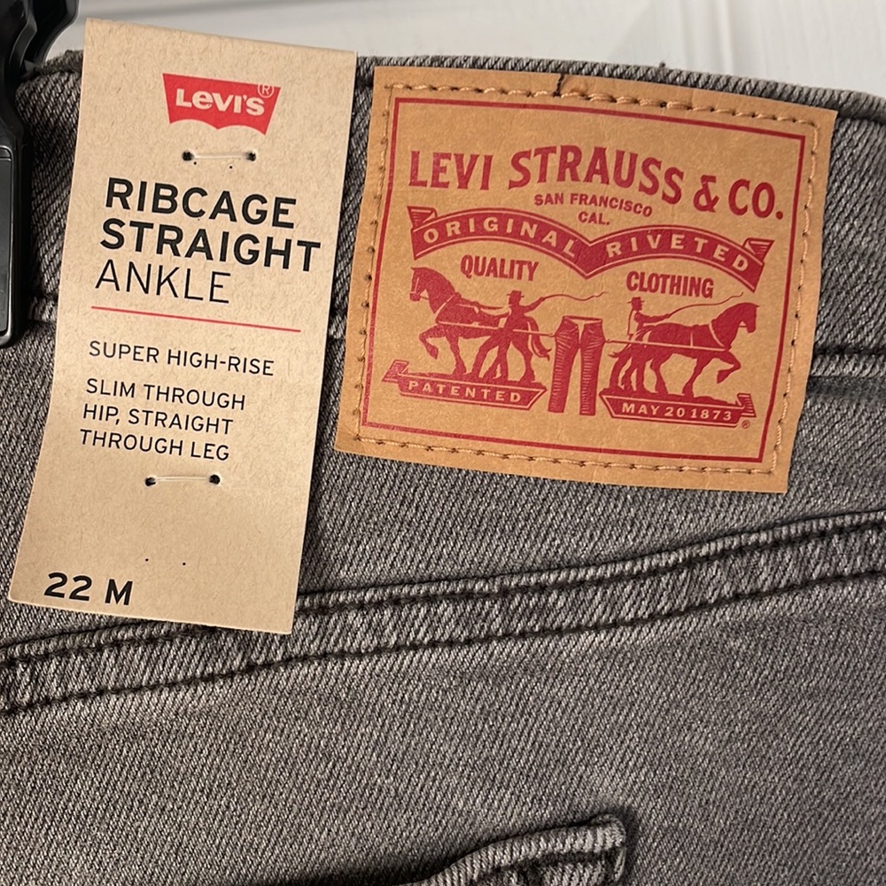 NWT Levi’s Ribcage Ankle Straight Jeans Plus Sz 22 Cosmic Chatter Gray High Rise - Picture 11 of 11